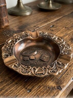 Vintage Fabulous Las Vegas Bronze Metal Ashtray